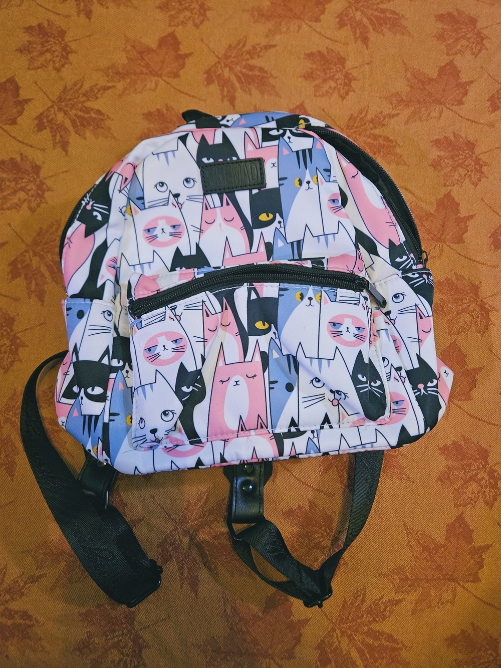 Super Cute Cat Print Mini Backpack in Pink, White, Black, Blue